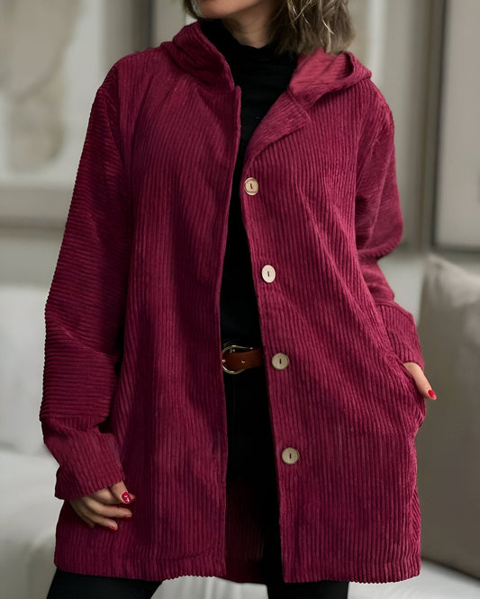 Anika | Swobodna kurtka z kapturem ze sztruksu